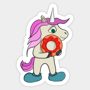 Unicorn eating a donut Sticker